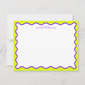Neon Yellow-Green & Purple Wavy Note Card Kaart (Voorkant)