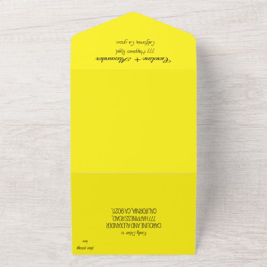 Neon Yellow Green Retro Modern Bold Elegant All In One Uitnodiging (Buitenkant)