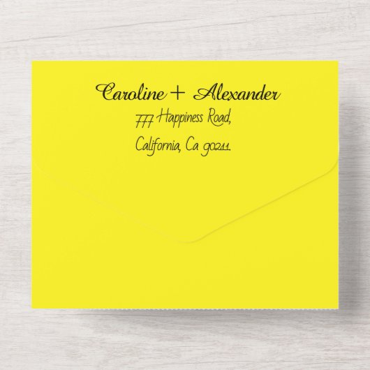 Neon Yellow Green Retro Modern Bold Elegant All In One Uitnodiging (Achterkant)