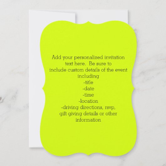 Neon Yellow, High Visibility Chartreuse Kaart (Achterkant)