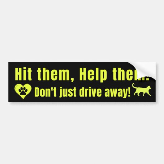 Neon Yellow "Hit them, Help them!" Bumper Sticker (Voorkant)