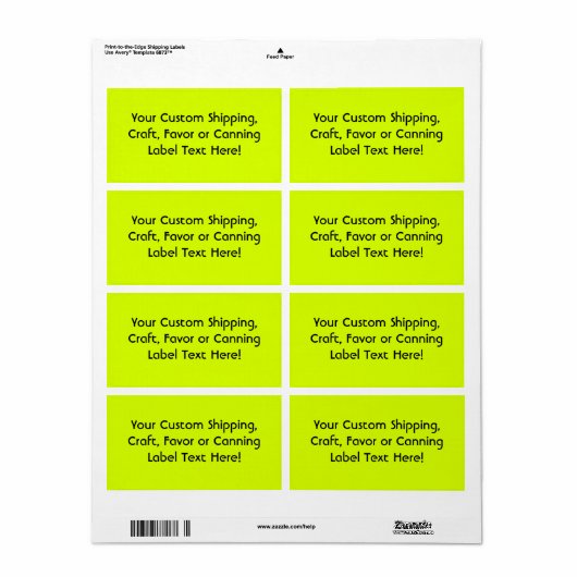Neon Yellow, hoog zicht Etiket (Full Sheet)