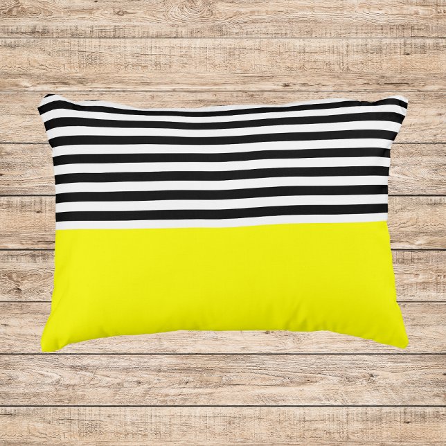 Neon Yellow met zwarte en witte strepen Accent Kussen (Creator heeft geüpload)