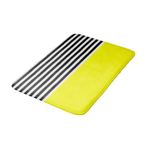 Neon Yellow met zwarte en witte strepen Badmat