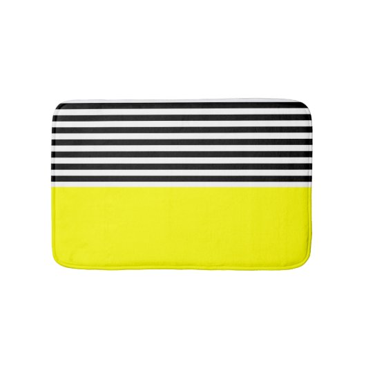 Neon Yellow met zwarte en witte strepen Badmat (Voorkant)