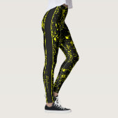 Neon Yellow Paint Splatter Monogram Retro Leggings (Rechts)