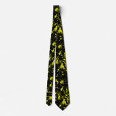 Neon Yellow Paint Splatter Monogram Retro Stropdas (Achterkant)