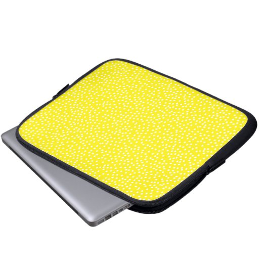 neon yellow polka dot laptophoes laptop sleeve (Voorkant onderkant)