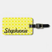 Neon Yellow Polka Dot Monogram Bagagelabel (Voorkant horizontaal)