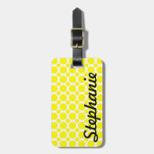 Neon Yellow Polka Dot Monogram Bagagelabel (Voorkant verticaal)