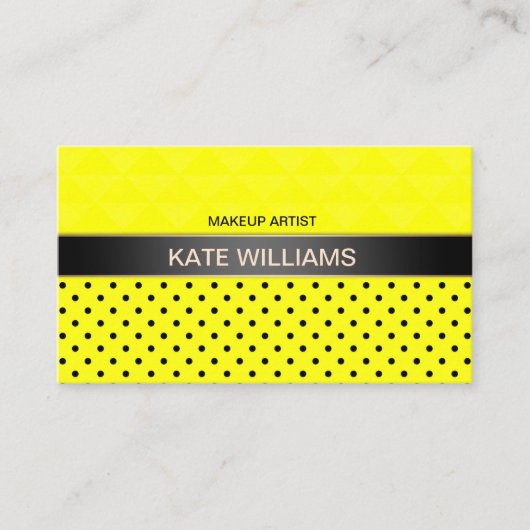 Neon yellow polka dot, polka dot, elegant visitekaartje (Voorkant)