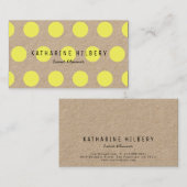 Neon Yellow Polka Dots Kraft Paper Visitekaartje (Voorkant / Achterkant)