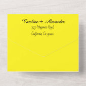 Neon Yellow Retro Modern Bold Elegant All In One Uitnodiging (Achterkant)