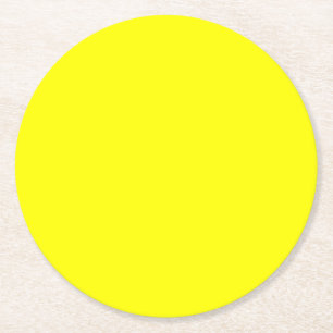 Neon Yellow Solid Color Ronde Kartonnen Onderzetter