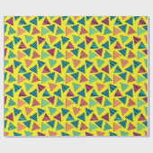 Neon Yellow Triangles Pattern van 80 en 90 Cadeaupapier (Vlak)