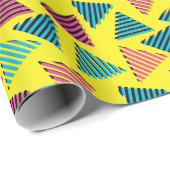 Neon Yellow Triangles Pattern van 80 en 90 Cadeaupapier (Rol Hoek)