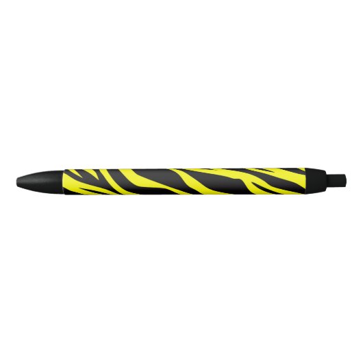 Neon Yellow Zebra Striped Zwarte Inkt Pen (Voorkant)