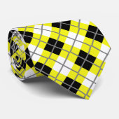 Neon Yellow, zwart, wit en grijs Stropdas voor afd (Opgerold)