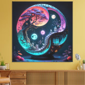 Neon Yin Yang Surreal Fantasy 1 Canvas Afdruk (Insitu (Woonkamer))