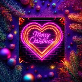Neon Zalig Kerstmis Persoonlijke Kaart