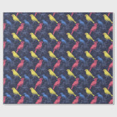 Neon Zangvogels Botanisch Inpakpapier (Vlak)