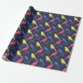 Neon Zangvogels Botanisch Inpakpapier (Uitgerold)