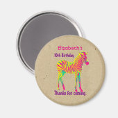 Neon Zebra Baby Animal Psychedelic Birthday Bedank Magneet (Voorkant / Achterkant)