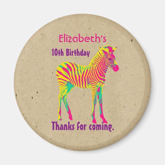 Neon Zebra Baby Animal Psychedelic Birthday Bedank Magneet (Voorkant)