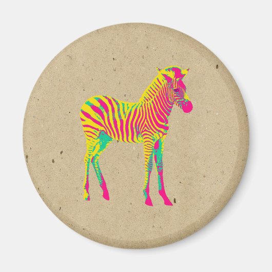 Neon Zebra Baby Animal Psychedelic Cute Funky Magneet (Voorkant)