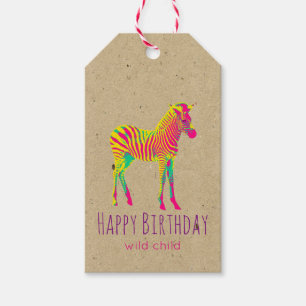 Neon Zebra Baby Animal Psychedelic Funky Retro Cadeaulabel