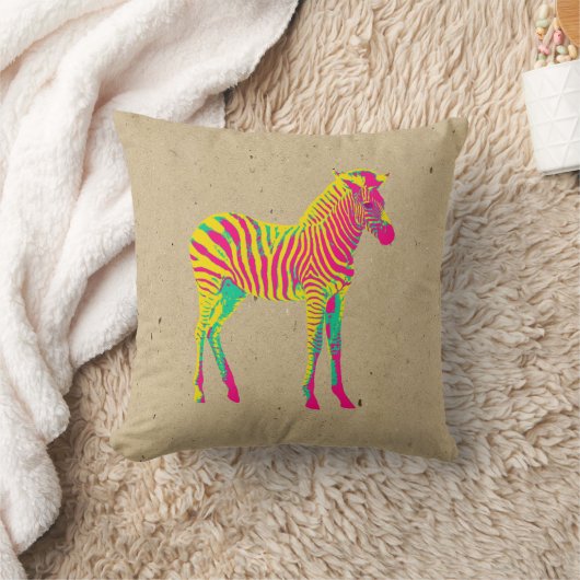 Neon Zebra Baby Animal Psychedelic Funky Retro Kussen (Deken)
