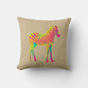 Neon Zebra Baby Animal Psychedelic Funky Retro Kussen
