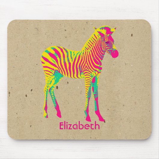 Neon Zebra Baby Animal Psychedelic Funky Retro Muismat (Voorkant)