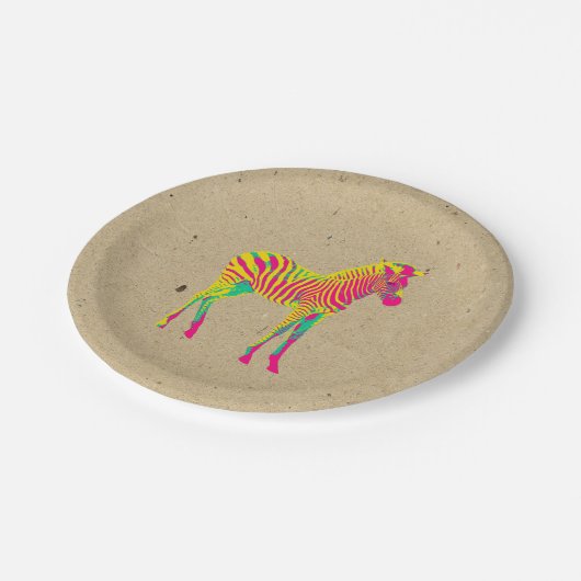 Neon Zebra Baby Animal Psychedelic Funky Retro Papieren Bordje (Gekanteld)