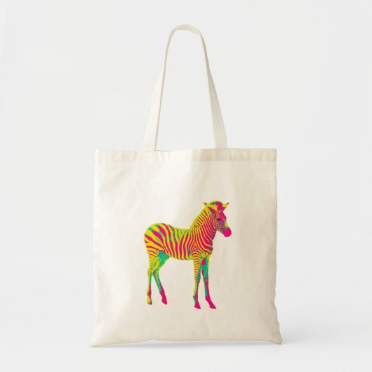 Neon Zebra Baby Animal Psychedelic Funky Retro Tote Bag (Voorkant)