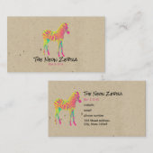 Neon Zebra Baby Animal Psychedelic Funky Retro Visitekaartje (Voorkant / Achterkant)
