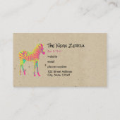 Neon Zebra Baby Animal Psychedelic Funky Retro Visitekaartje (Achterkant)