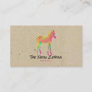 Neon Zebra Baby Animal Psychedelic Funky Retro Visitekaartje