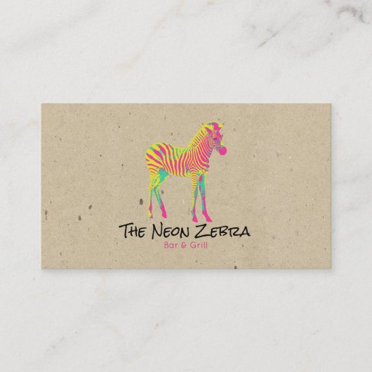 Neon Zebra Baby Animal Psychedelic Funky Retro Visitekaartje (Voorkant)