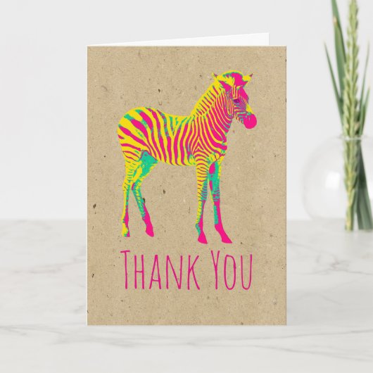 Neon Zebra Baby Funky Retro Dank je wel Bedankkaart (Voorkant)