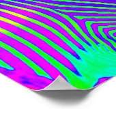neon zebra - groene , blauwe en paarse retro poster (Hoek)