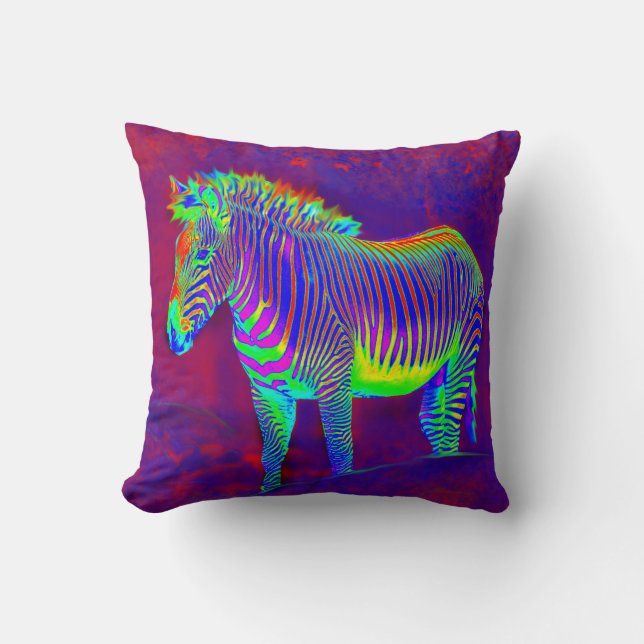 neon zebra kussen (Voorkant)
