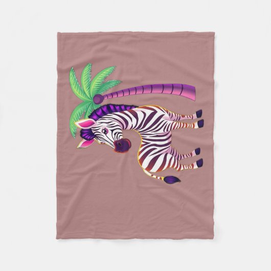 Neon Zebra Paradijs Fleece Deken (Voorkant)