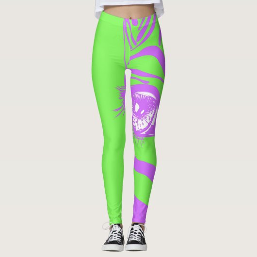 Neon Zebra Patroon Mode Leggings (Voorkant)