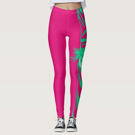Neon Zebra Patroon Mode Leggings (Voorkant)