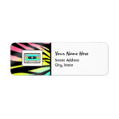 Neon Zebra Print & Cassettebandje Adresetiketten Etiket (Voorkant)