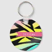 Neon Zebra print persoonlijke Sleutelhanger (Voorkant)
