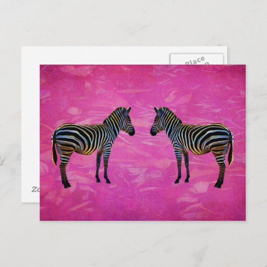 Neon Zebra Reflection Briefkaart (Voorkant / Achterkant)
