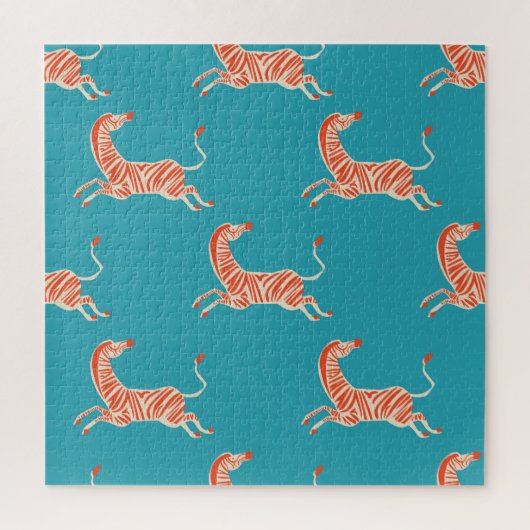 Neon Zebra: Retro kleurrijke naadloos Legpuzzel (Verticaal)
