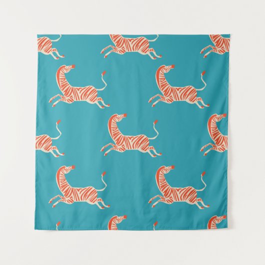 Neon Zebra: Retro kleurrijke naadloos Wandkleed (Voorkant)